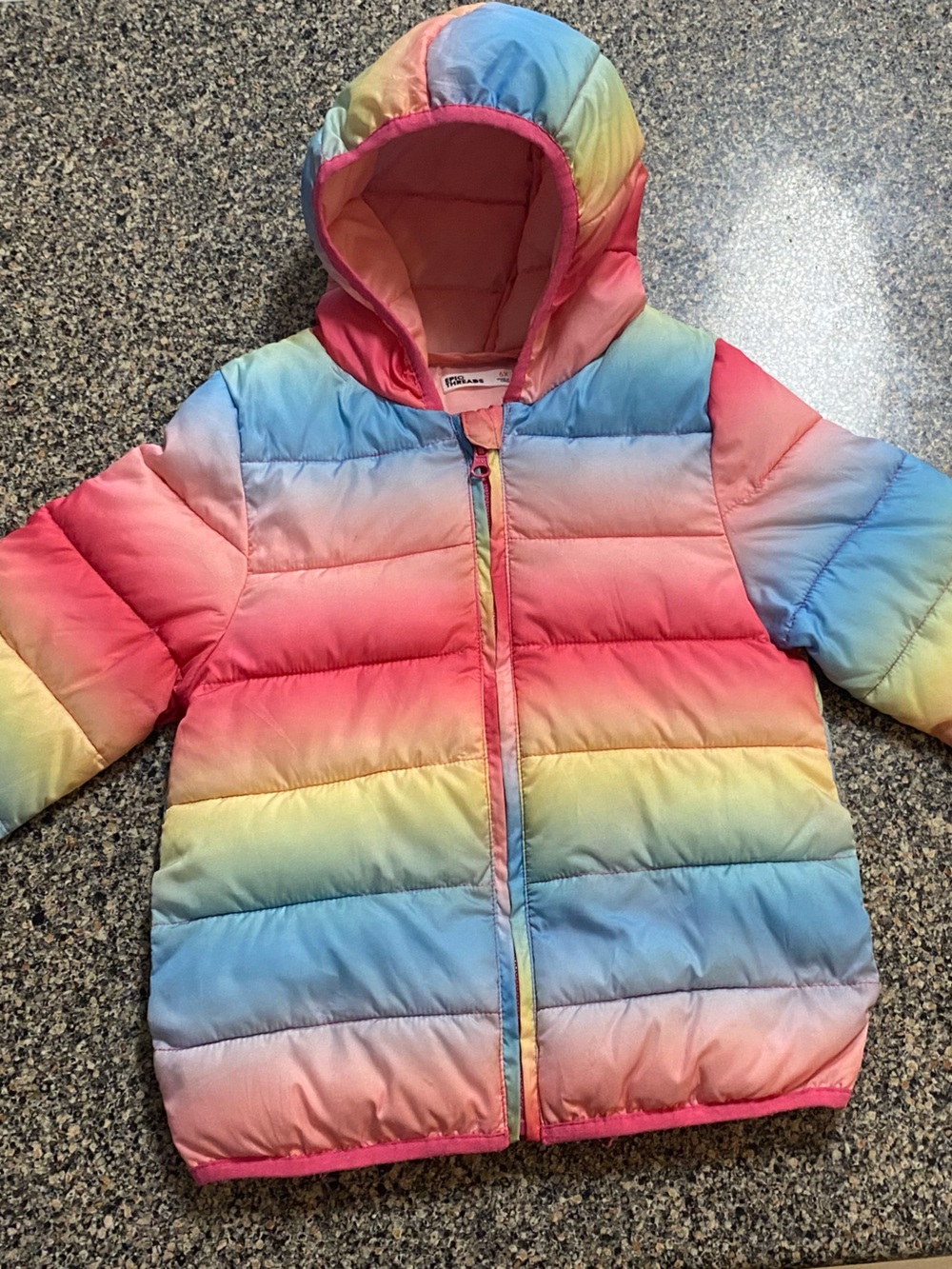 Epic Threads Rainbow Ombre Puffer Jacket - Pink, Yellow, Blue